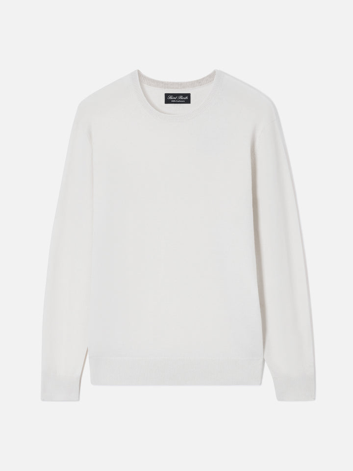 Jersey de cuello redondo Regent en cashmere blanco 