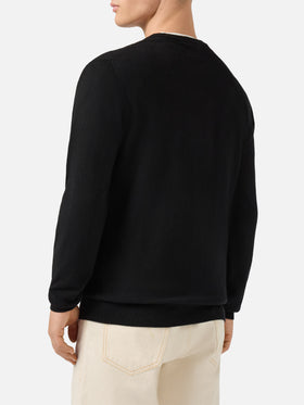 Regent crewneck sweater in 100% black CASHMERE