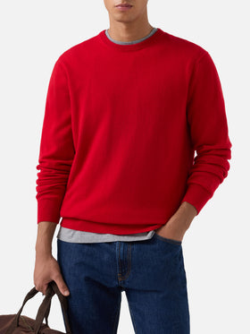 Maglia girocollo Regent rossa in cashmere