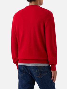 Maglia girocollo Regent rossa in cashmere