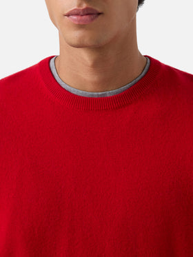 Maglia girocollo Regent rossa in cashmere