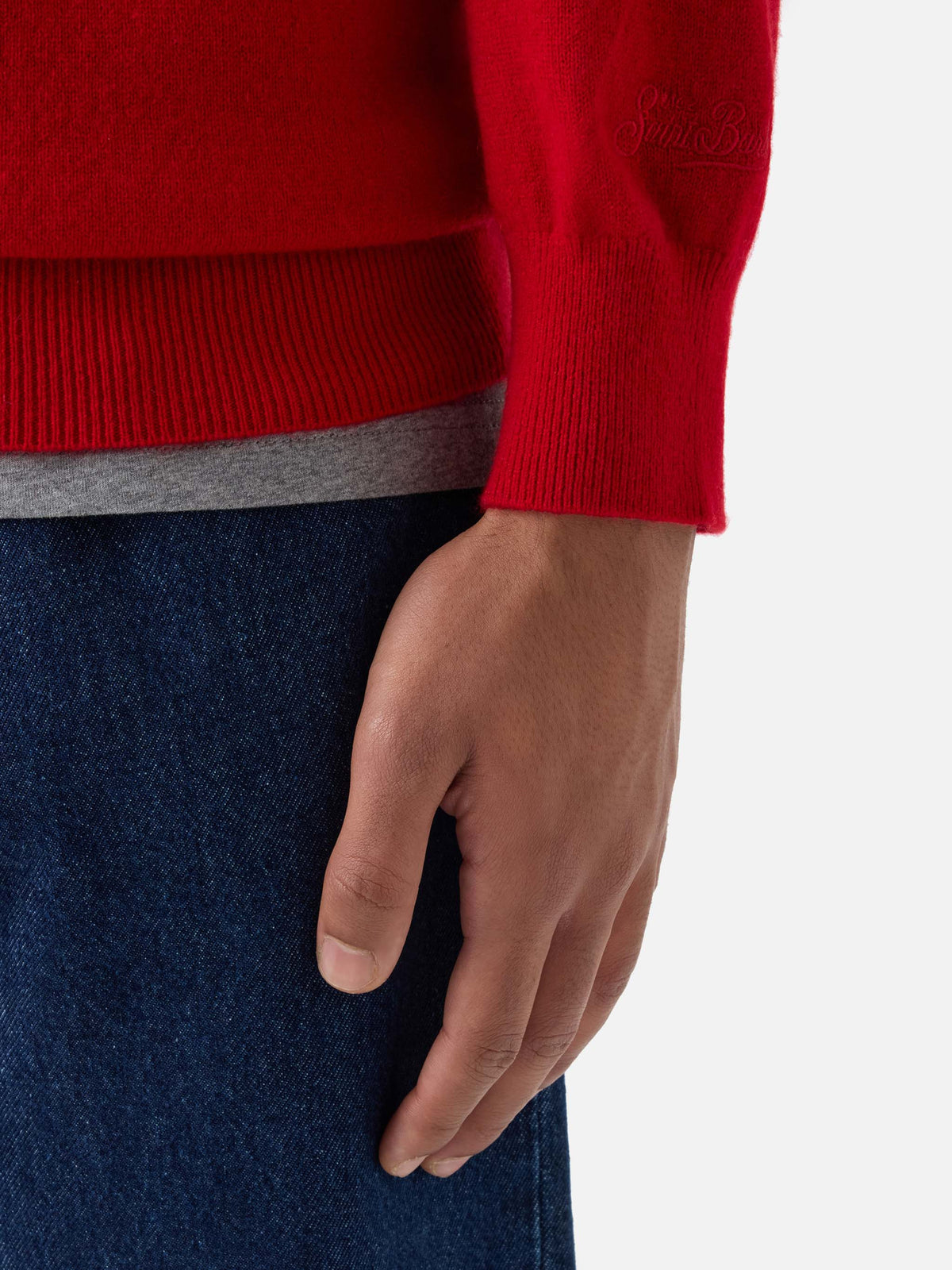 Maglia girocollo Regent rossa in cashmere