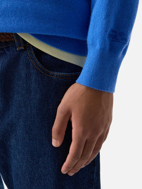 Crewneck Regent aus leuchtendem blue Kaschmir 