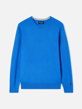 Crewneck Regent aus leuchtendem blue Kaschmir 