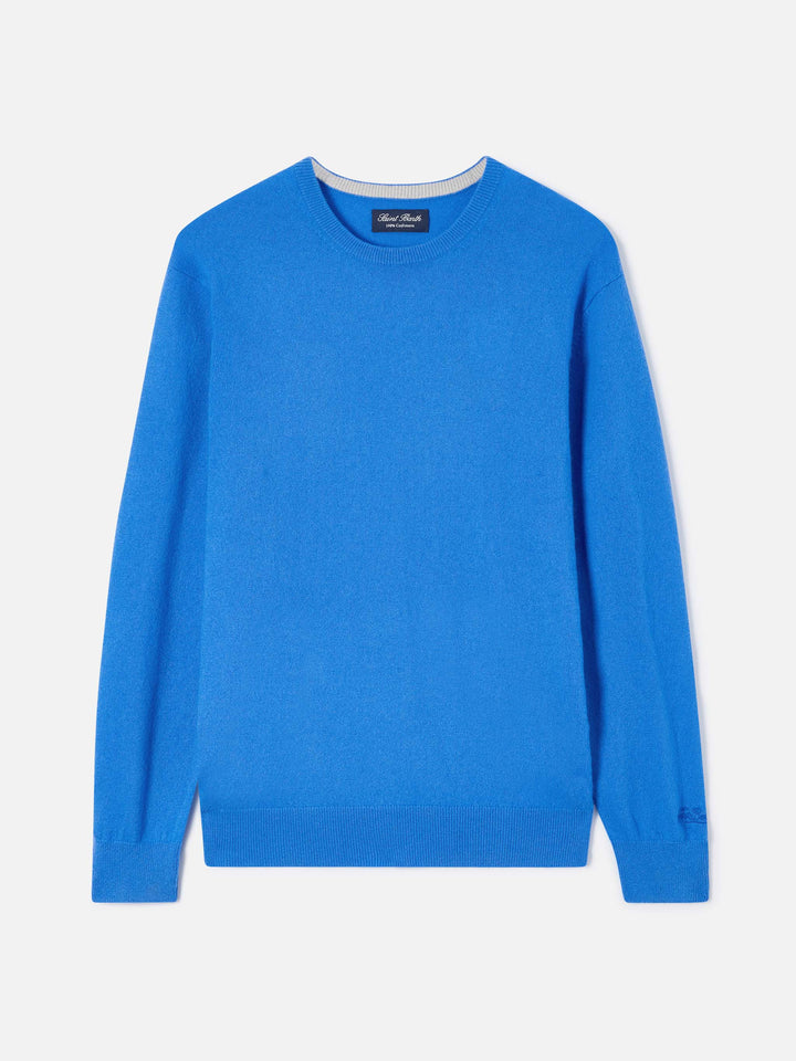 Jersey de cuello redondo Regent en cachemir blue brillante 