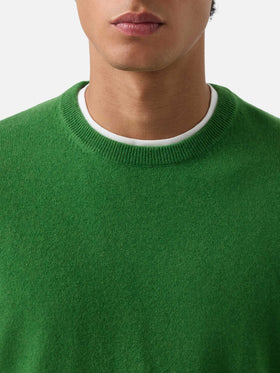Maglia girocollo Regent verde in cashmere