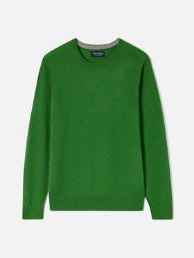 Jersey de cuello redondo Regent en cachemir verde 
