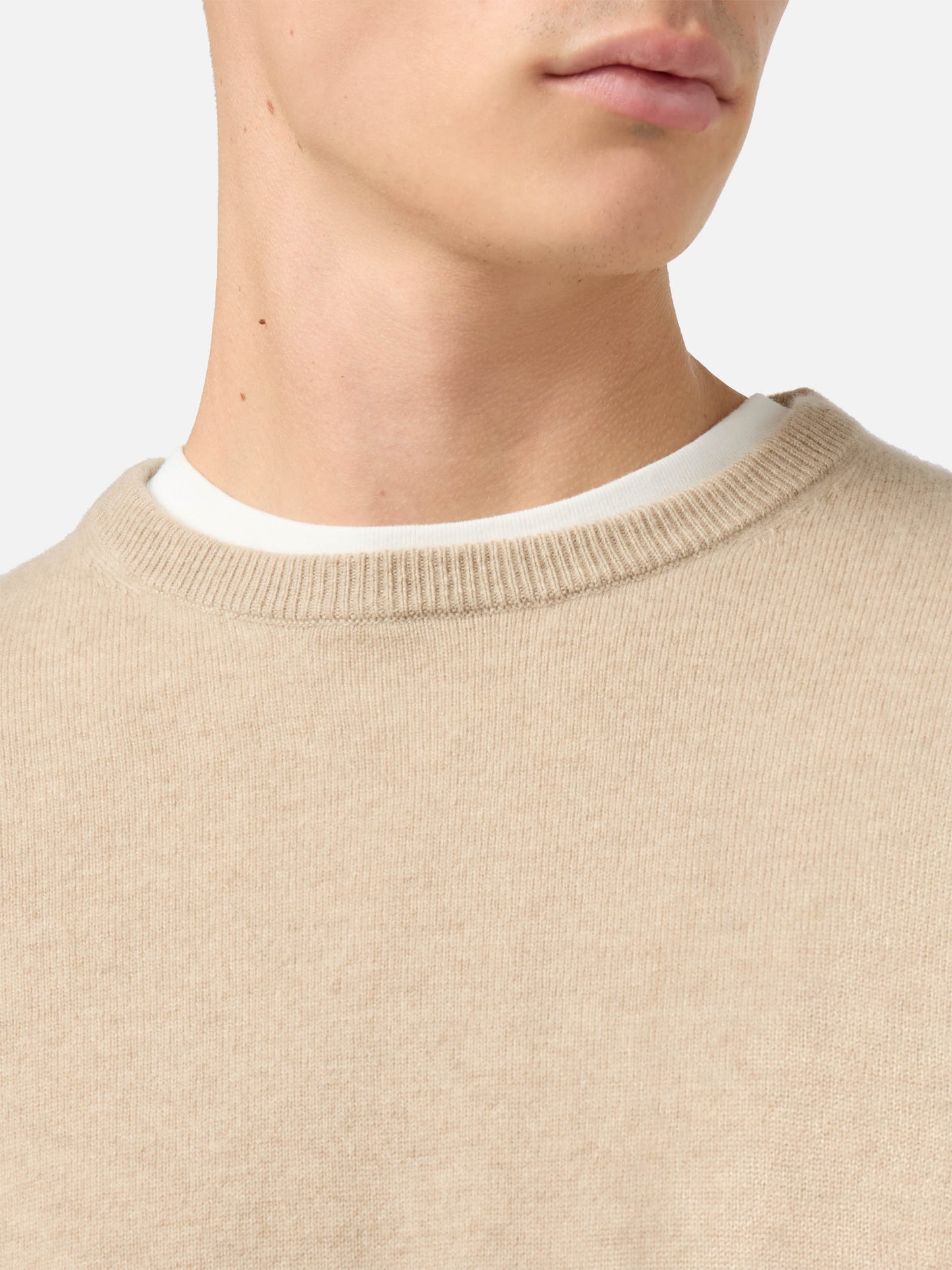 Regent crewneck sweater in beige 100% CASHMERE