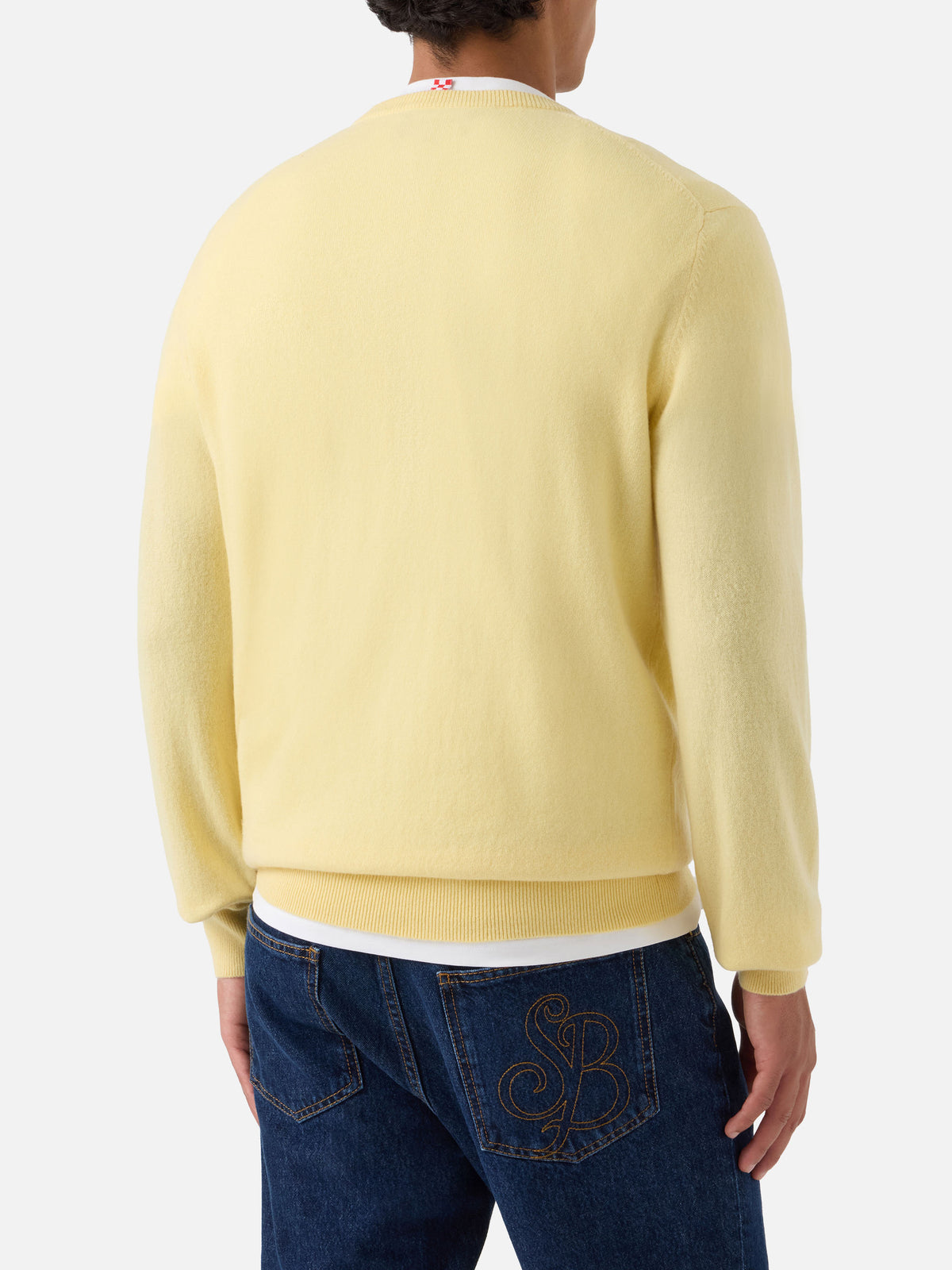 Pull Regent à col rond en cachemire jaune 