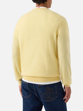 Pull Regent à col rond en cachemire jaune 