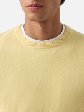 Pull Regent à col rond en cachemire jaune 