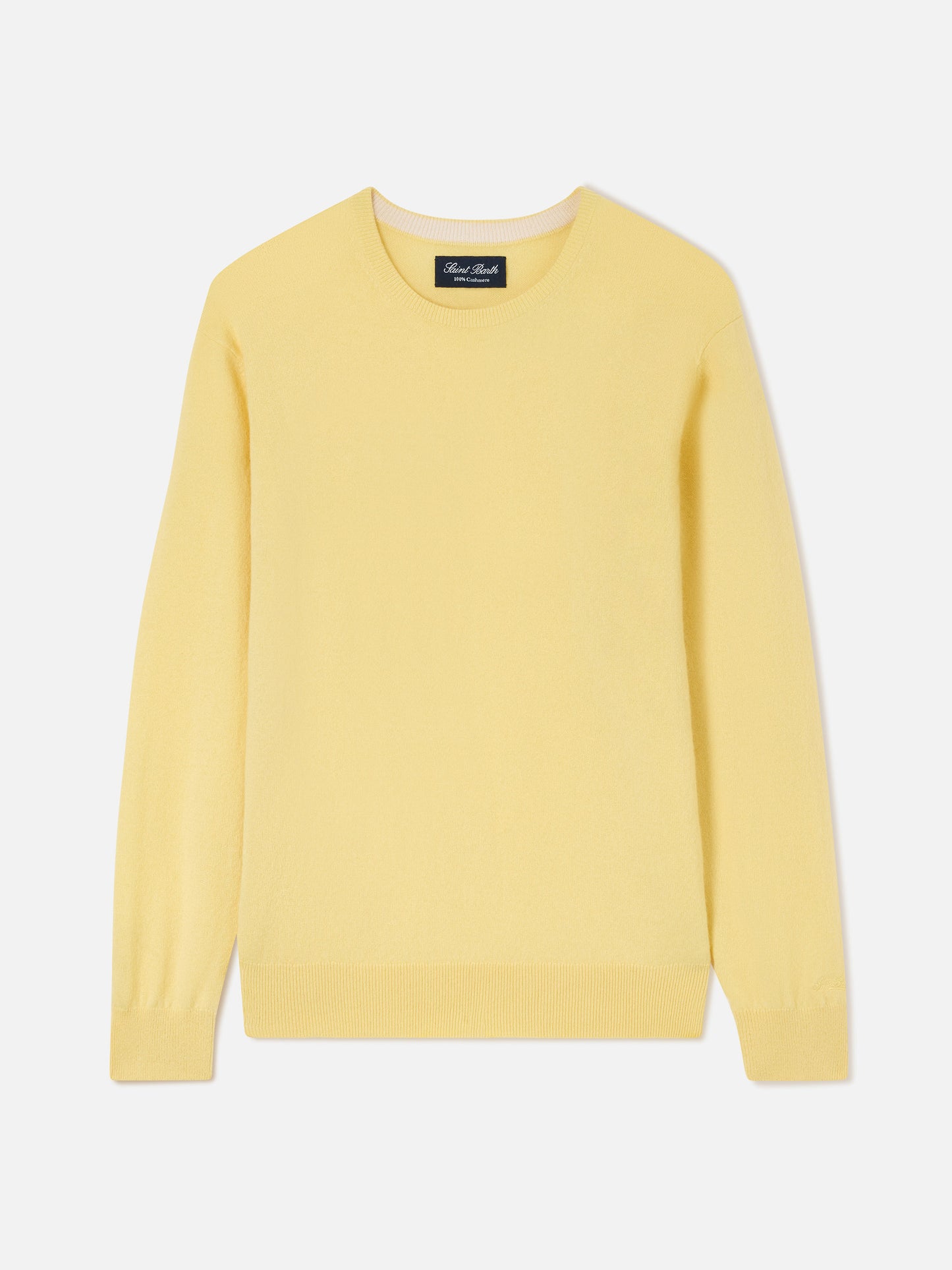 Jersey Regent de cuello redondo en cashmere amarillo 
