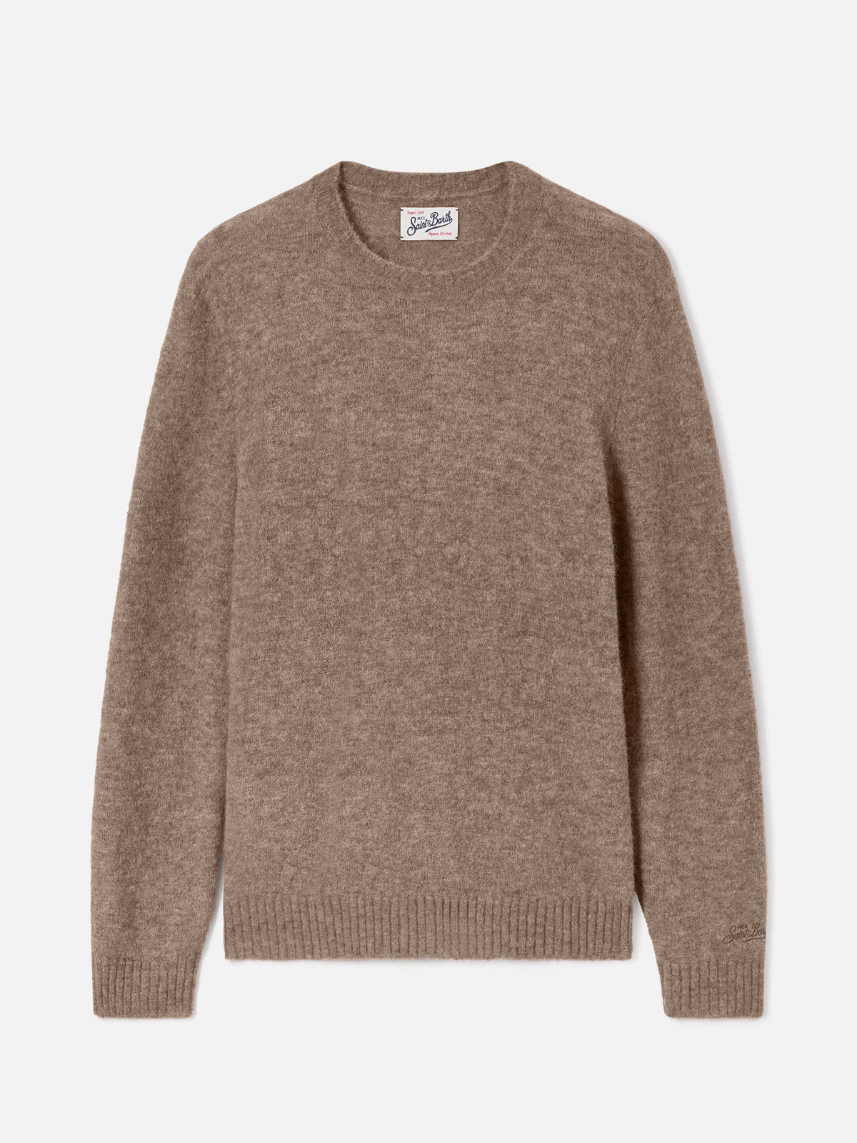 Pull à col rond Regent beige en mélange d’alpaga 