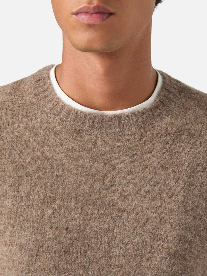 Maglia girocollo Regent beige in misto alpaca