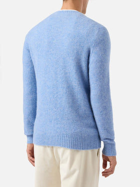 Crewneck sweater Regent in light blue STRETCH ALPACA