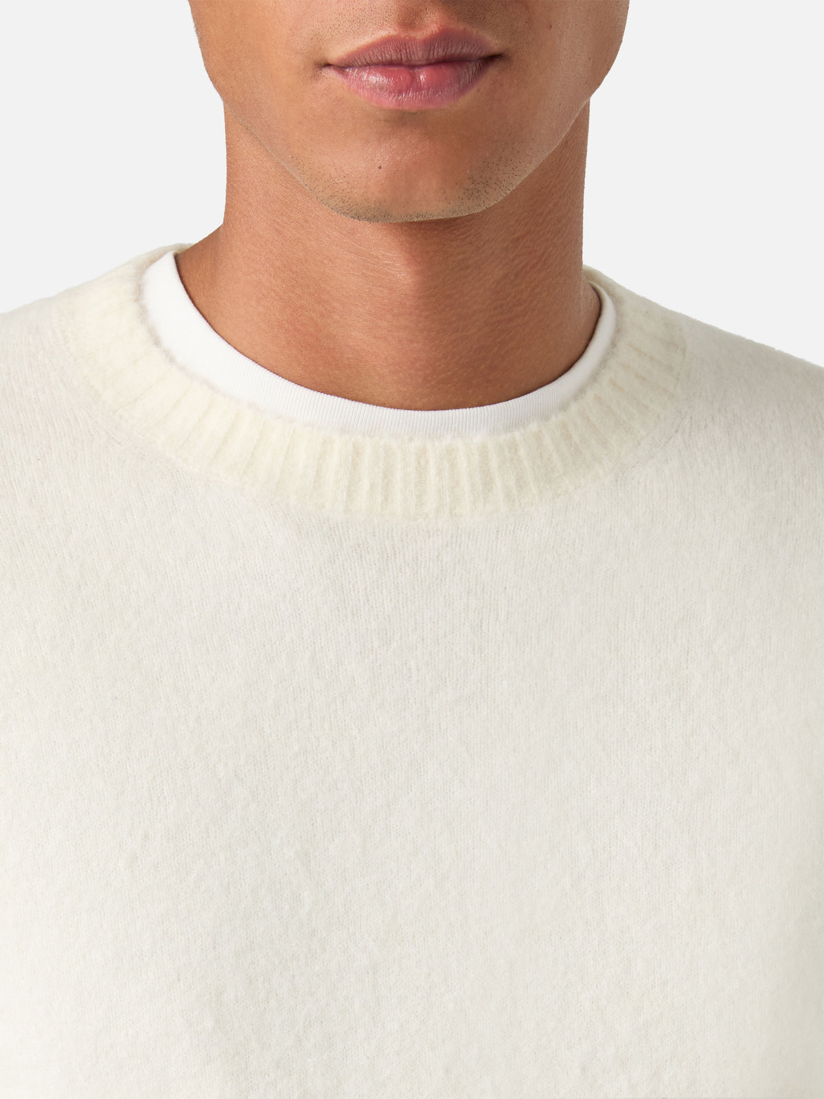 Off white Regent Rundhals-Pullover aus Alpaka-Mischung 