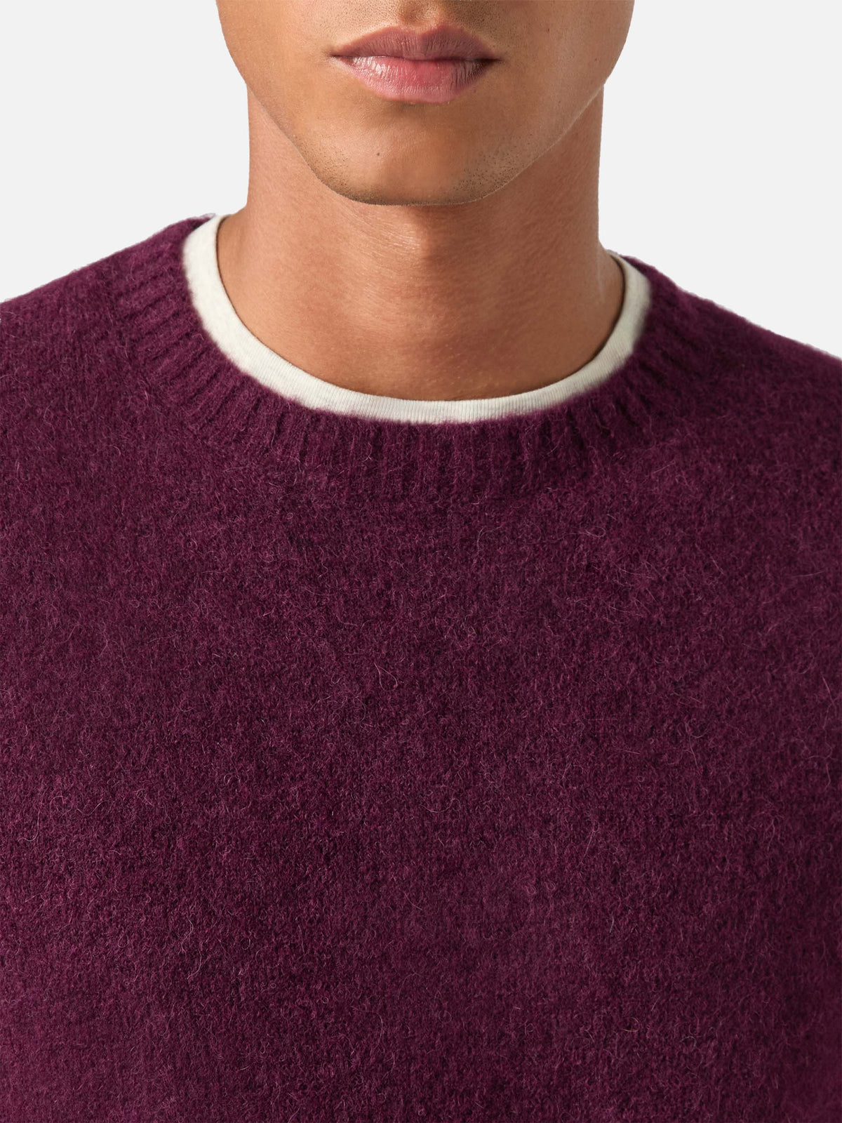 Maglia girocollo Regent bordeaux in misto alpaca