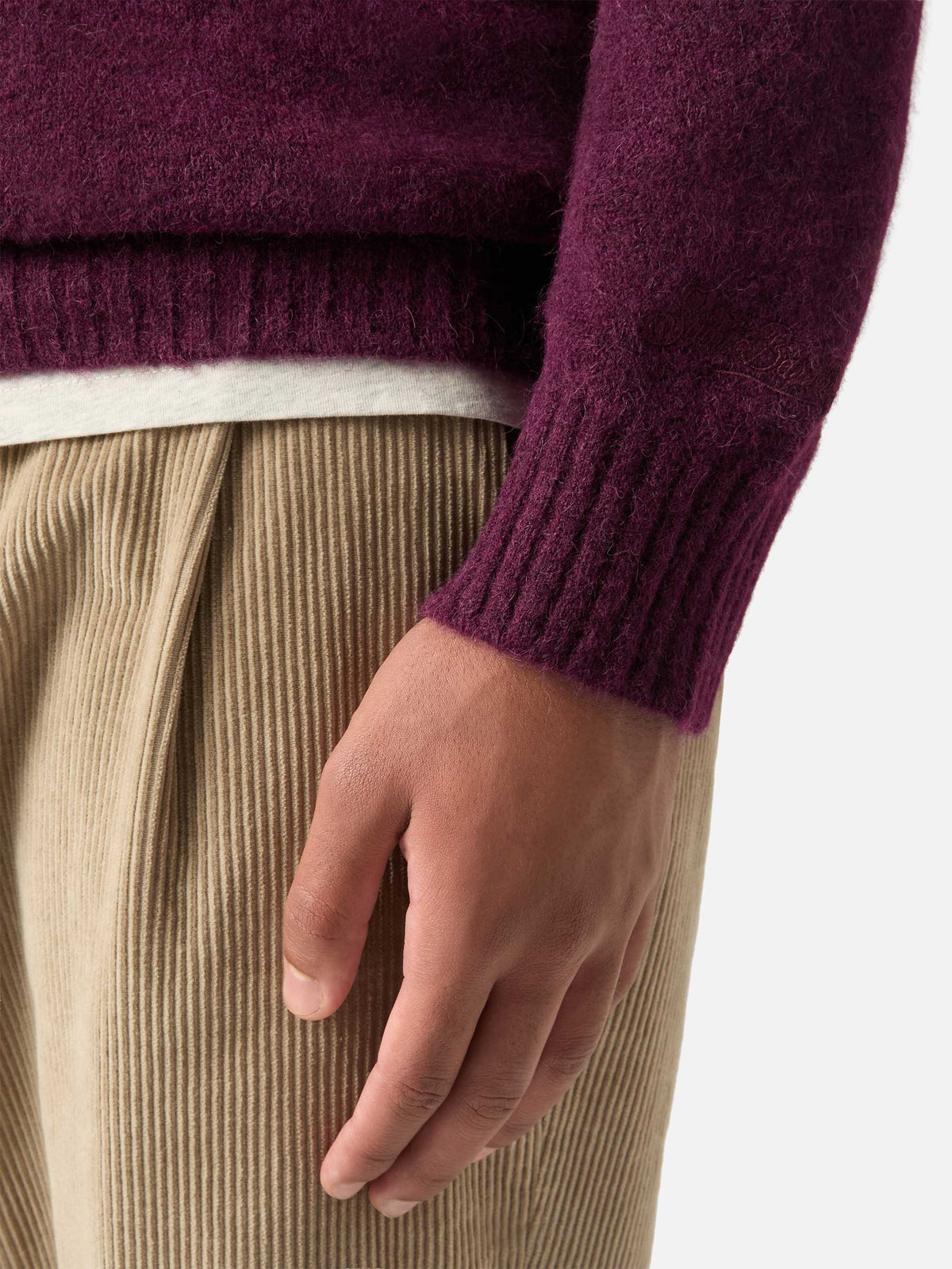 Maglia girocollo Regent bordeaux in misto alpaca