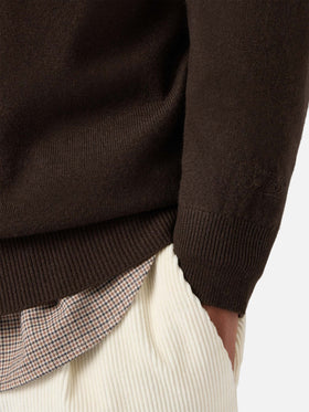 Maglione Regent in lana merino e cashmere marrone