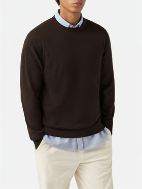 Maglione Regent in lana merino e cashmere marrone
