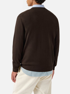 Maglione Regent in lana merino e cashmere marrone