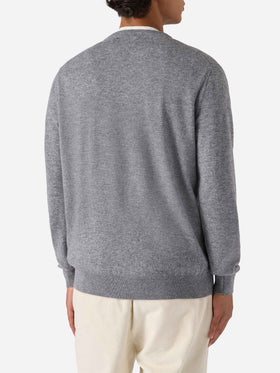 Maglione Regent in lana merino e cashmere grigio melange