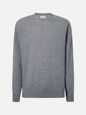 Maglione Regent in lana merino e cashmere grigio melange