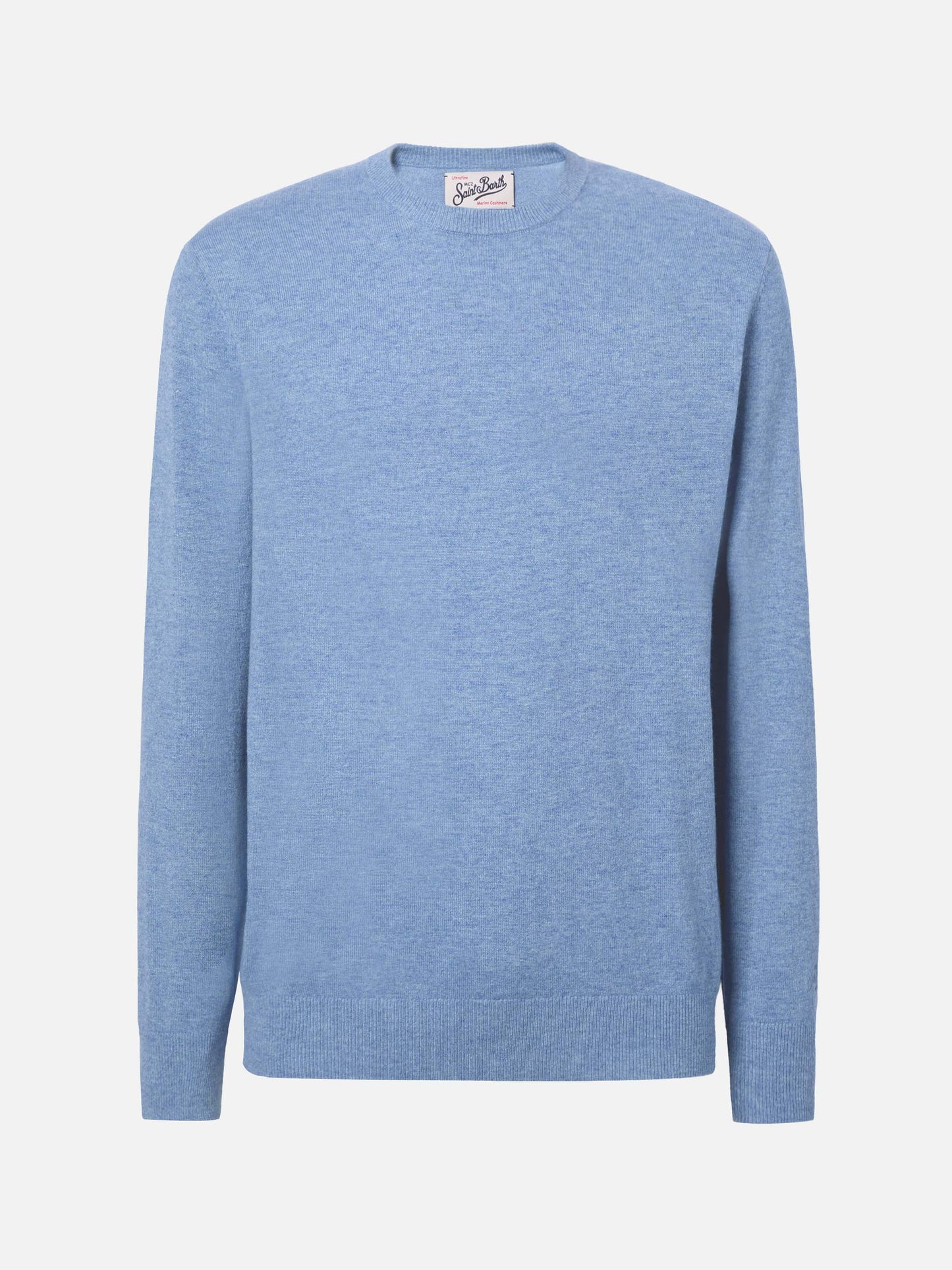 Maglione Regent in lana merino e cashmere azzurro polvere