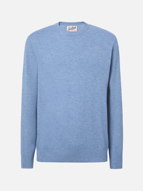 Maglione Regent in lana merino e cashmere azzurro polvere