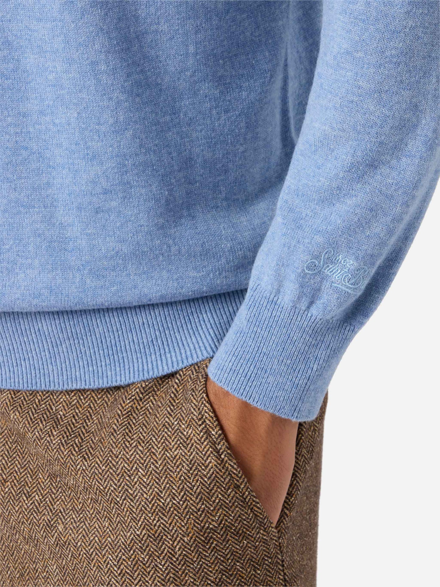 Maglione Regent in lana e cashmere azzurro polvere