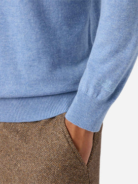 Maglione Regent in lana e cashmere azzurro polvere
