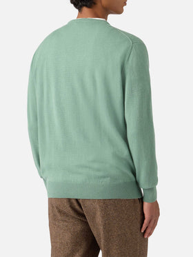 Regent sweater in sage green merino cashmere