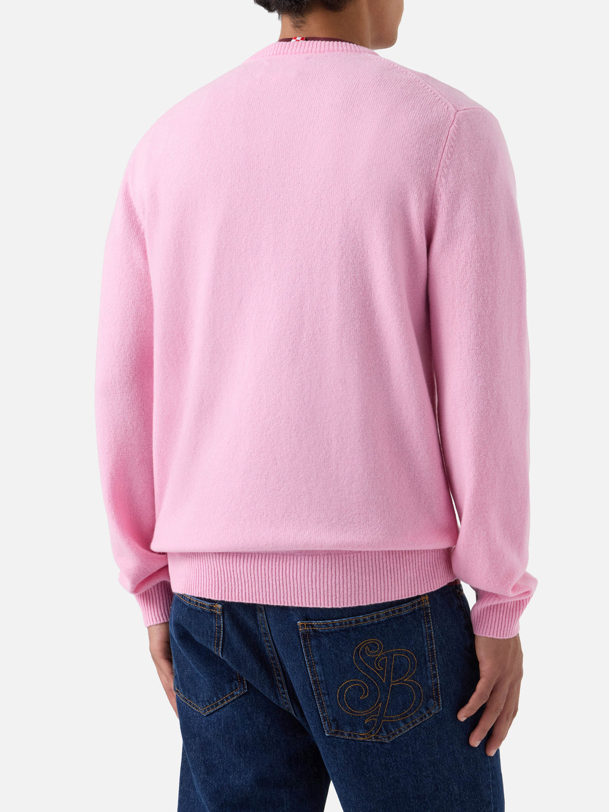 Pink Regent Rundhalspullover aus Lammwolle 