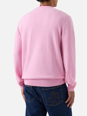 Pink Regent Rundhalspullover aus Lammwolle 