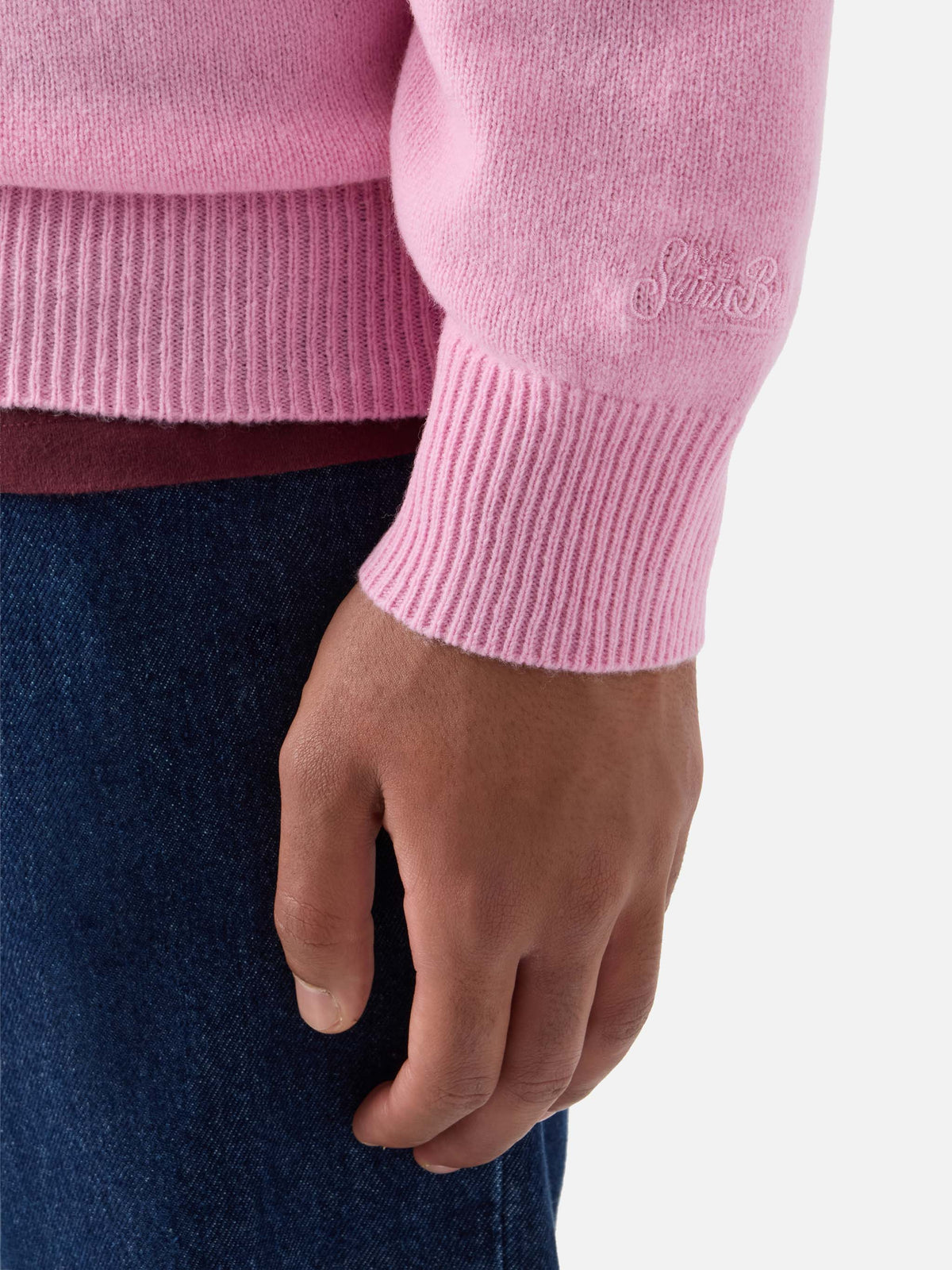 Pink Regent Rundhalspullover aus Lammwolle 