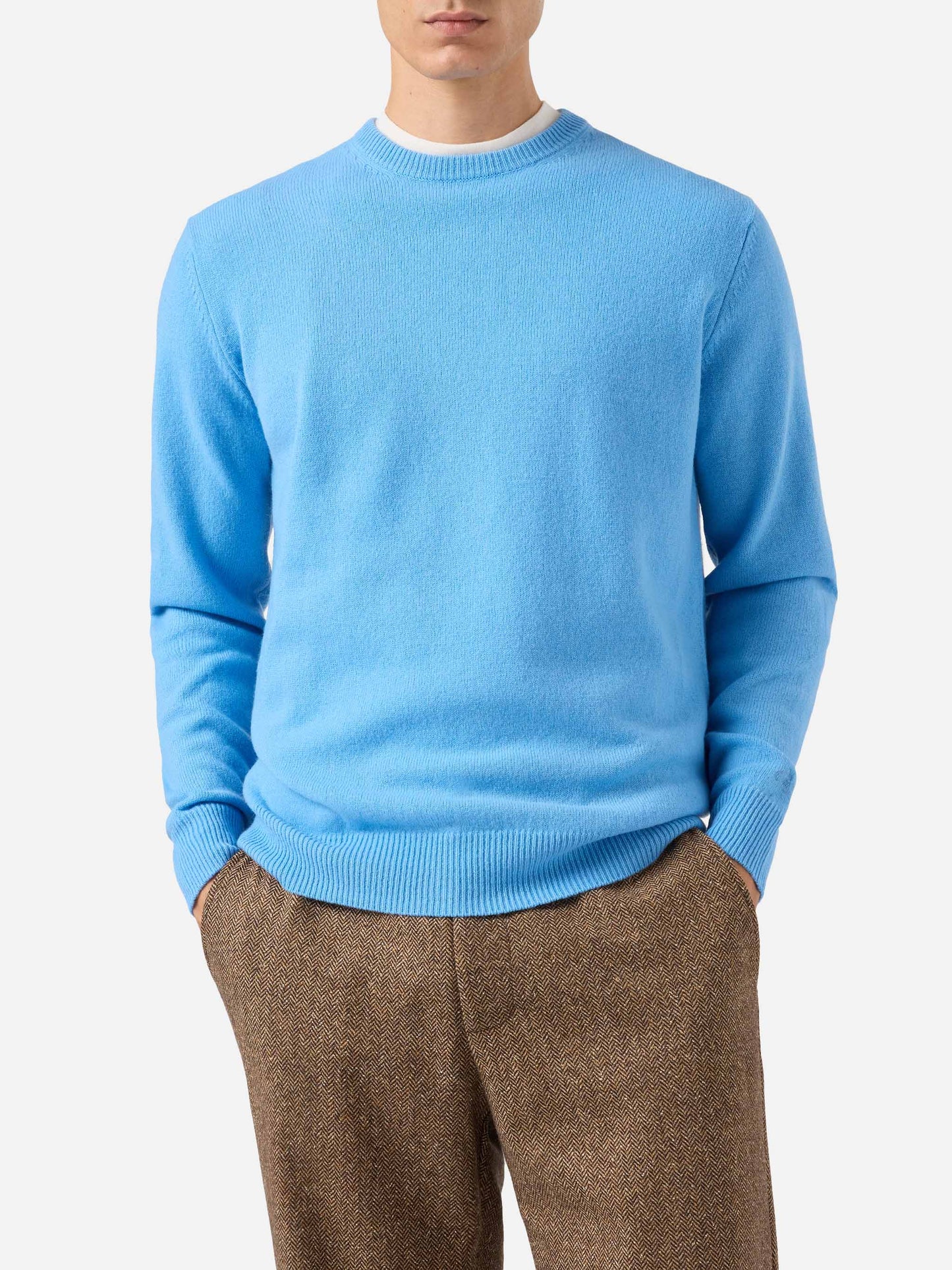 Maglione Regent in lambswool azzurro polvere