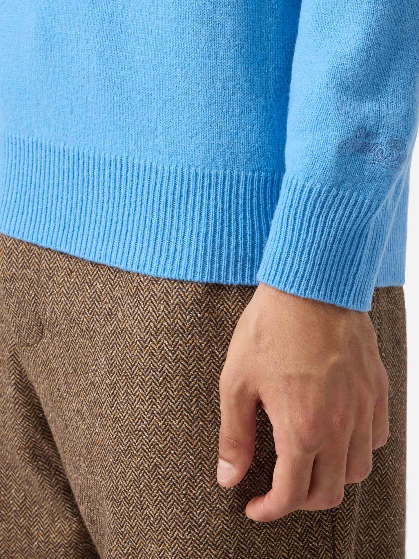 Maglione Regent in lambswool azzurro polvere