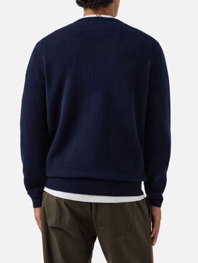 Pull col rond Regent en laine d’agneau Navy blue 