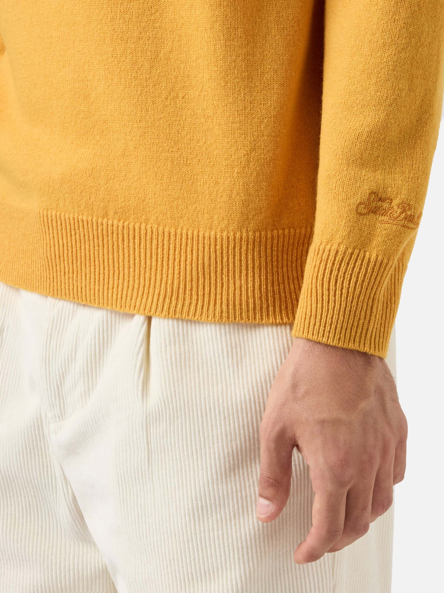 Maglione Regent in lambswool giallo ocra