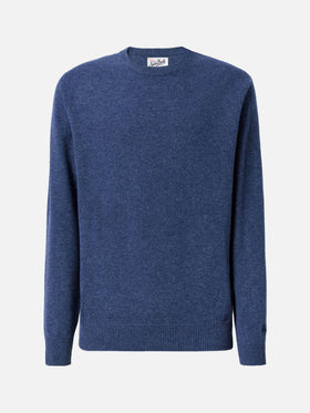 Maglione Regent in lambswool blu denim