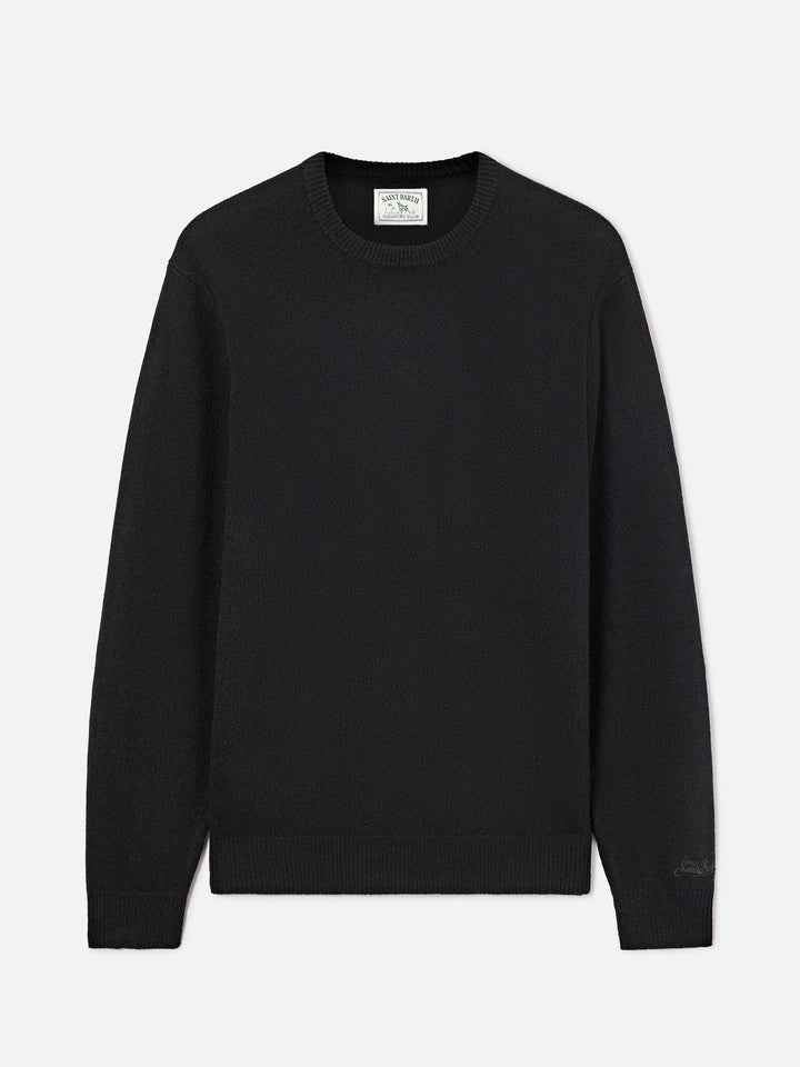 Maglia girocollo Regent nera in lambswool