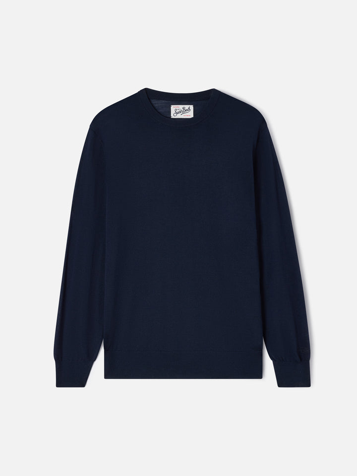 Rundhalspullover Regent in Navy aus blue Merino 