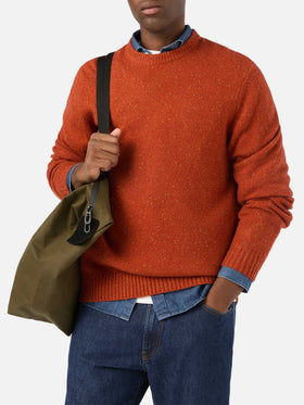 Pull col rond en maille Donegal mélangée laine Orange Regent 
