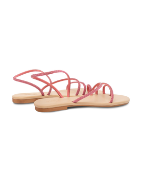 Flat Ring Sandals with fuchsia rhinestones