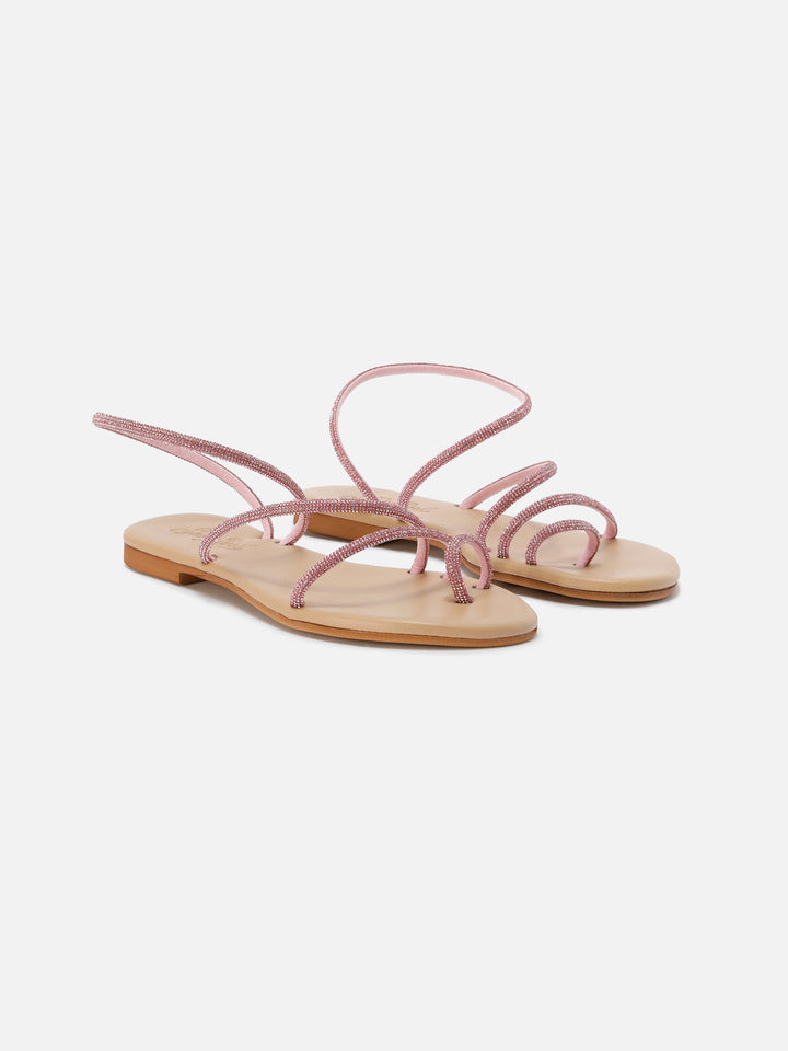 Sandali Ring con strass rosa