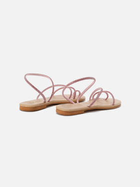 Ring sandals with pink rhinestones
