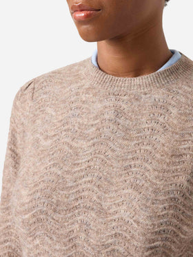 Jersey de cuello redondo Nut Marienne en suave mezcla de lana de alpaca con punto ondulado 