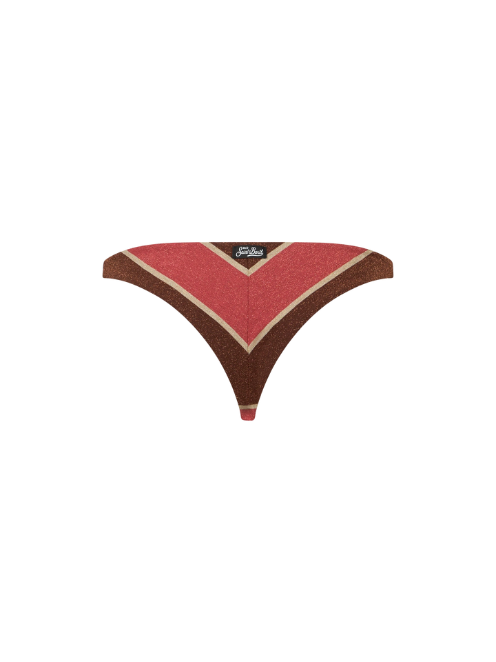Woman striped lurex cheeky swim briefs Romy - MC2 Saint Barth