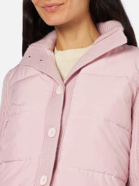 Woman  padded jacket with knitted sleeves