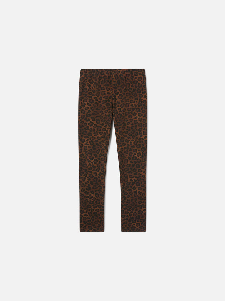 Braune Rosy Leggings aus Baumwolle mit Leopardenprint 